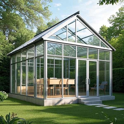 غرفة شمسية 10x12 قدم حماية فوق البنفسجية الإطار الألومنيوم SunRoom عزل الزجاج المزدوج